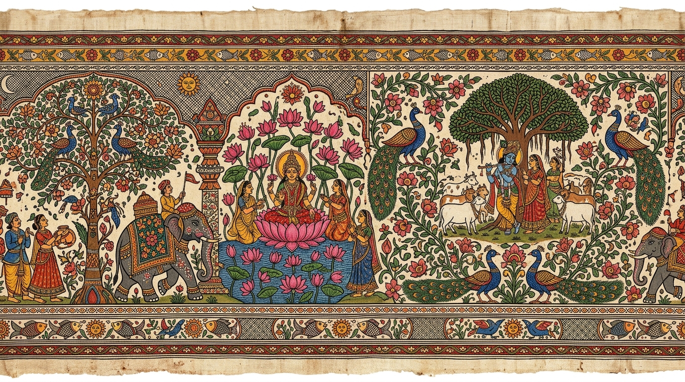 Indian heritage folk art tapestry border